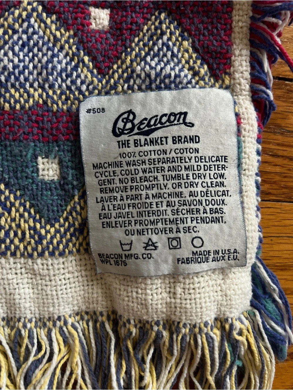 Vintage 90s Disney Pocahontas Blue Fringed Beacon Brand Blanket Sunflowers